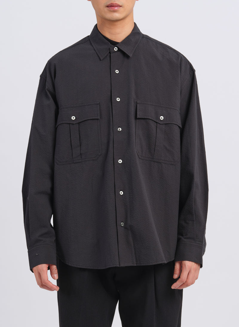 Cotton Seersuker Classic Utility Pocket Shirt