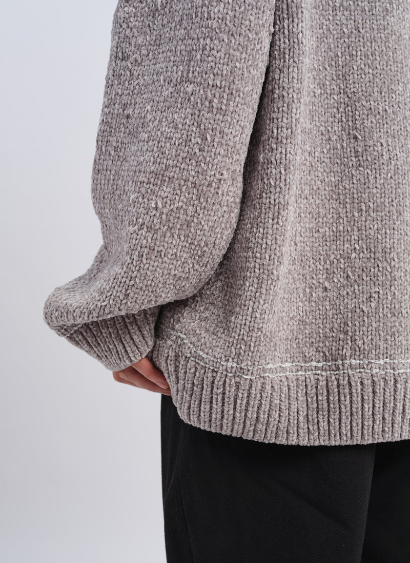 Hand Stitch Polyester Velet Knitted Pullover