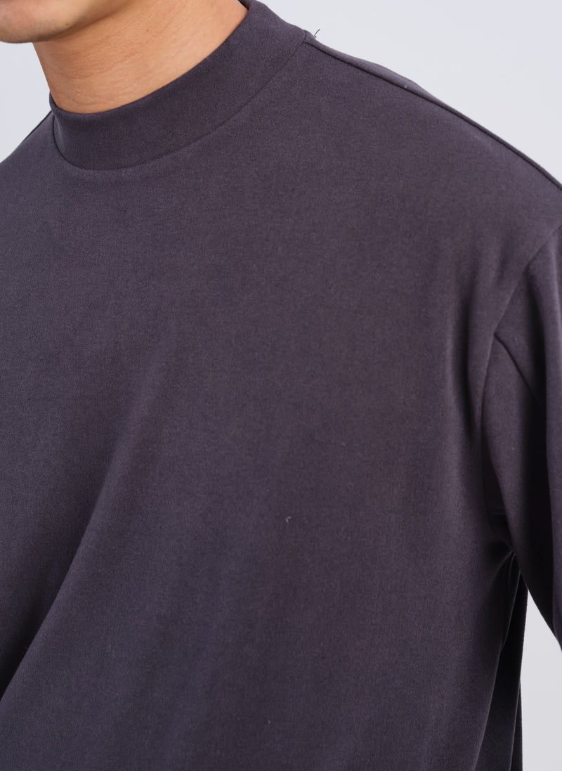 Polyester Velvet Fleece Mock Neck Top