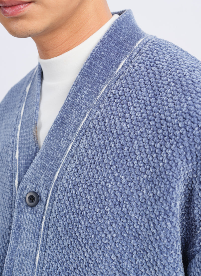 Polyester Velet Knitted Cardigan