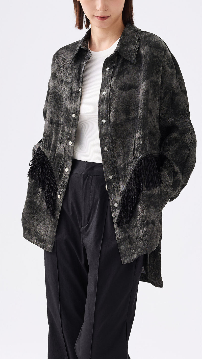 Faux Denim Cowboy Shirt