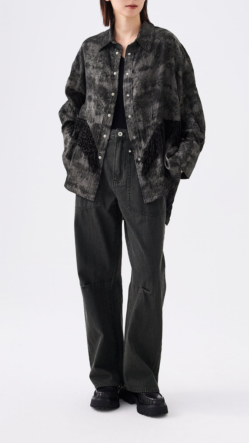 Faux Denim Cowboy Shirt