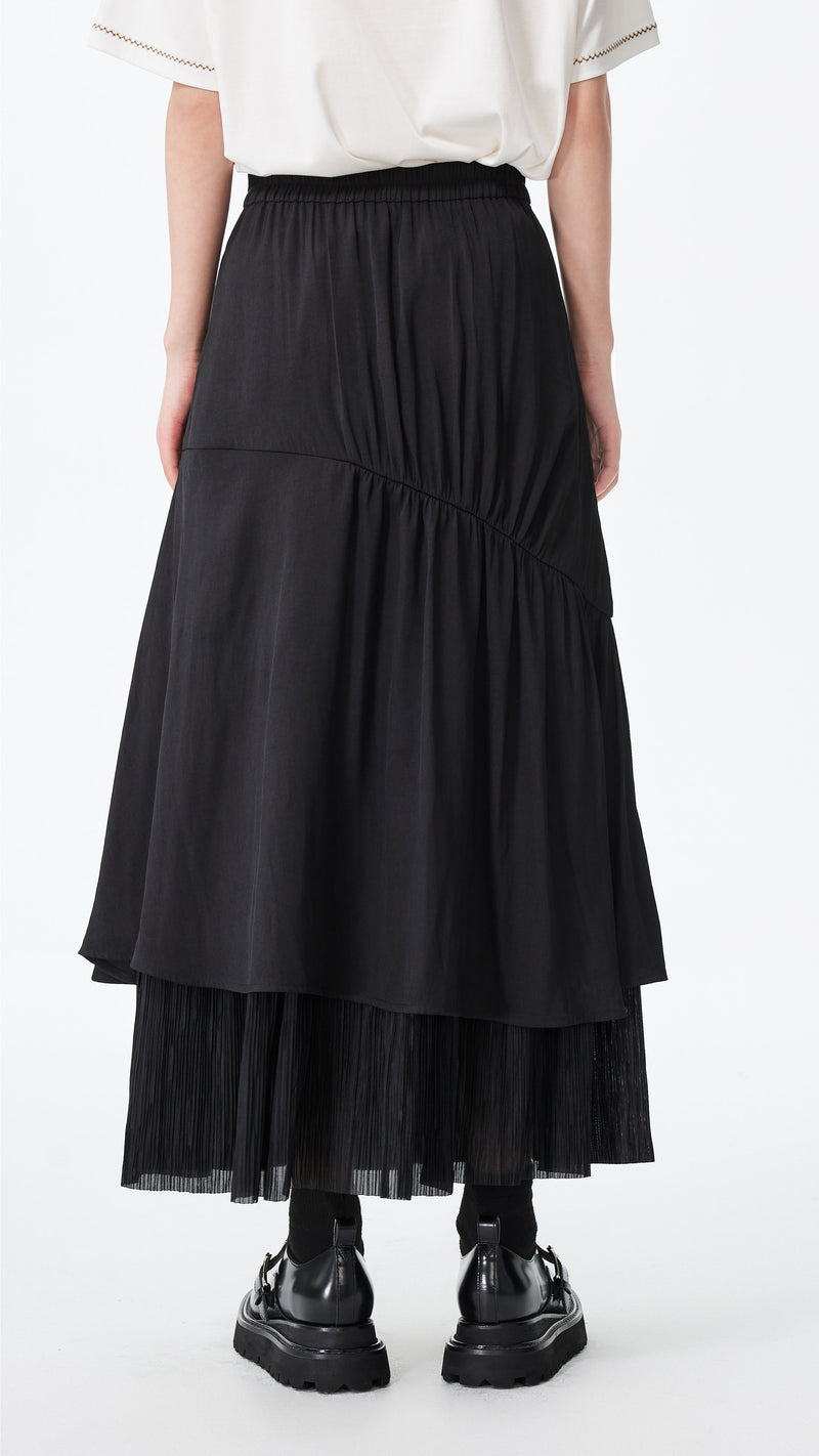 Pleated Patch Skirt