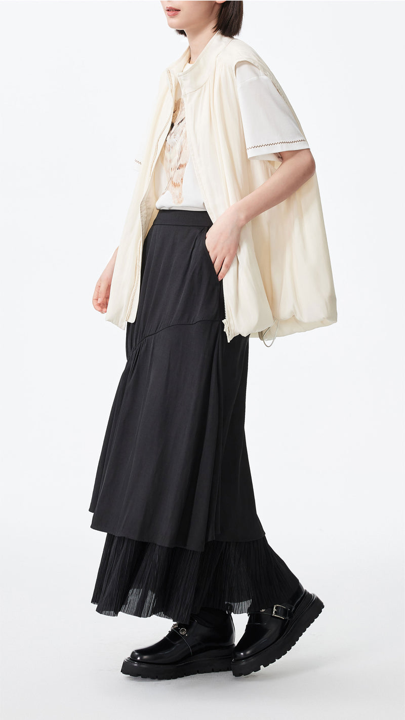 Pleated Patch Skirt