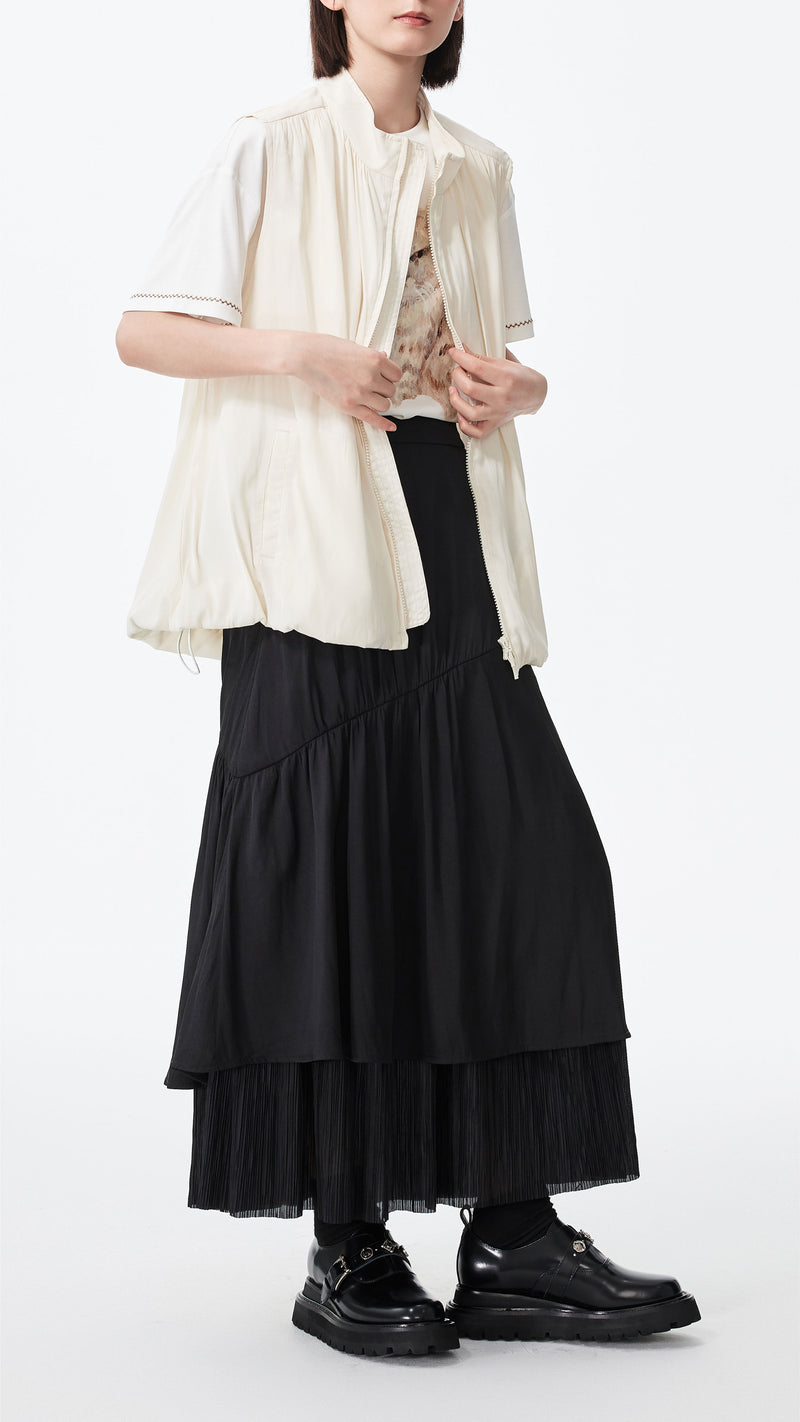 Pleated Patch Skirt
