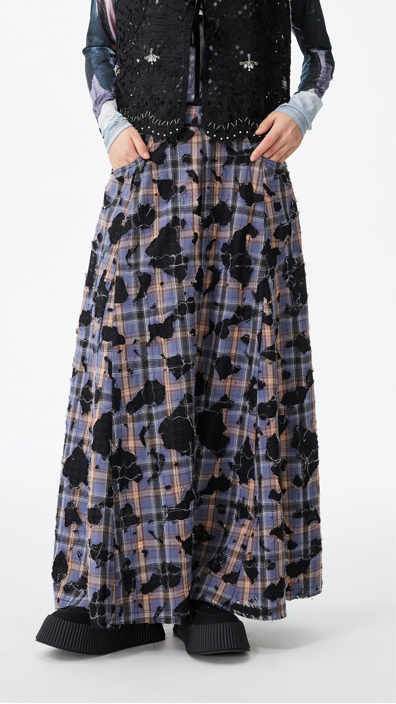 Patchwork Lace Flare Skirt