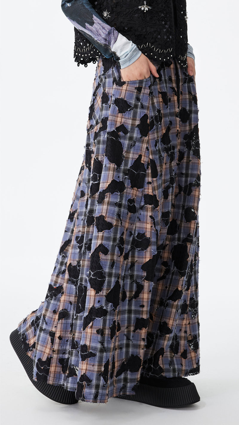 Patchwork Lace Flare Skirt