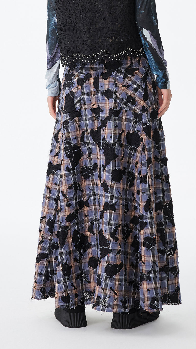 Patchwork Lace Flare Skirt