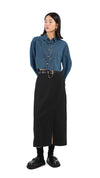 Rebuilt Denim Balloon-Sleeves Crop Shirt