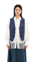 Indigo Cord Embroidery Vest