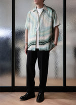 Polyester Marble Print Short Sleeves Shirt