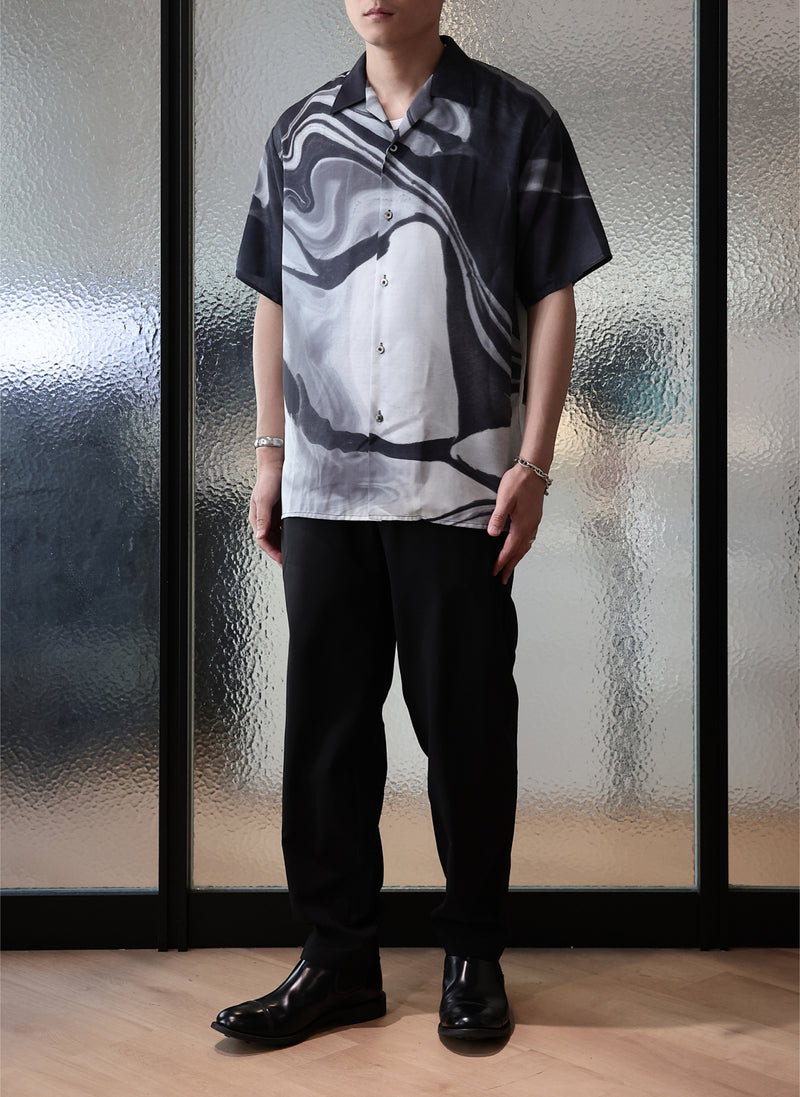 Polyester Marble Print Short Sleeves Shirt