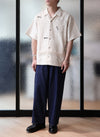 Crochet Knit Blcoking Open Collar Shirt