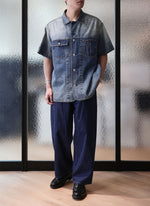 Cotton Linen Denim Worker Short Sleeves Shirt