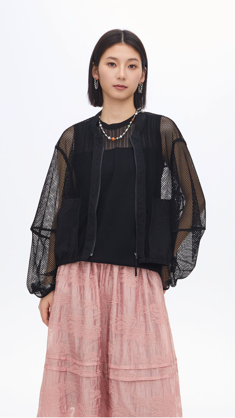 Nylon Patch Front-zip Jacket