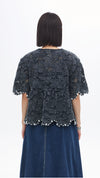Cold Dye Lace Collarless Jacket