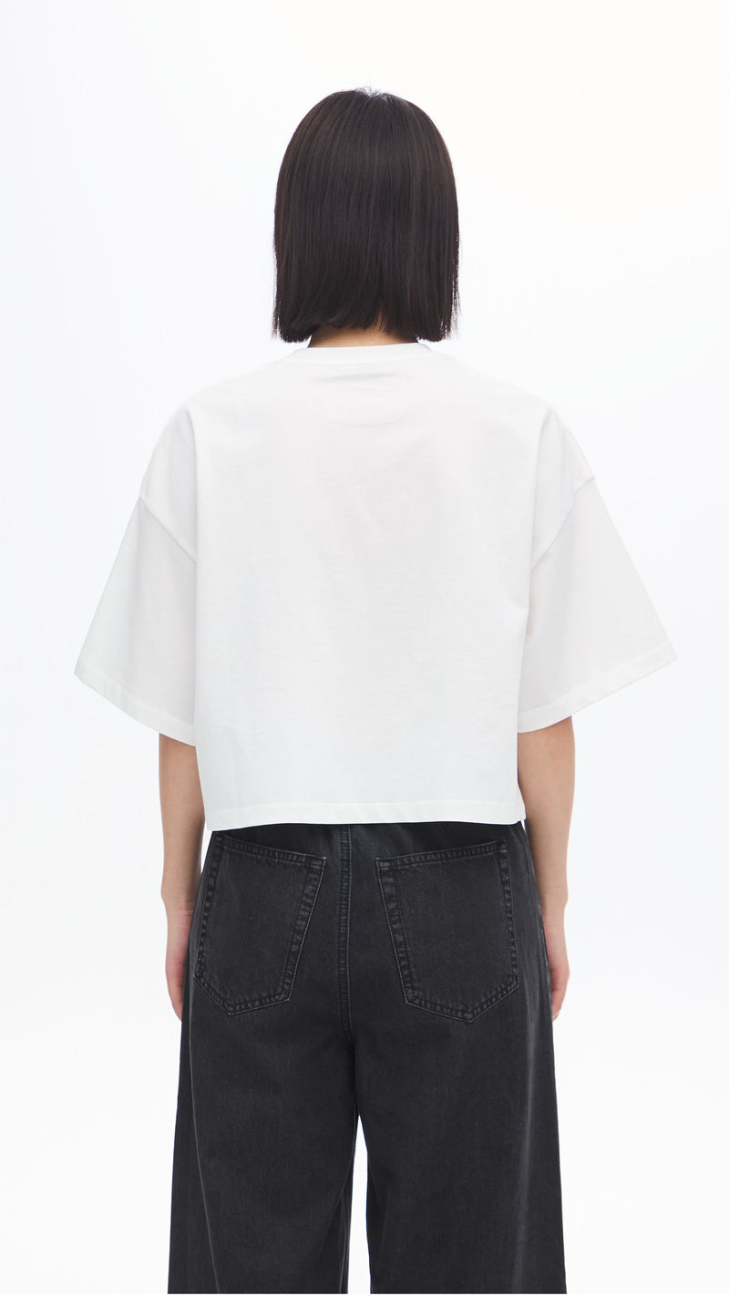 Cropped Parrot Graphic Embroidery Tee