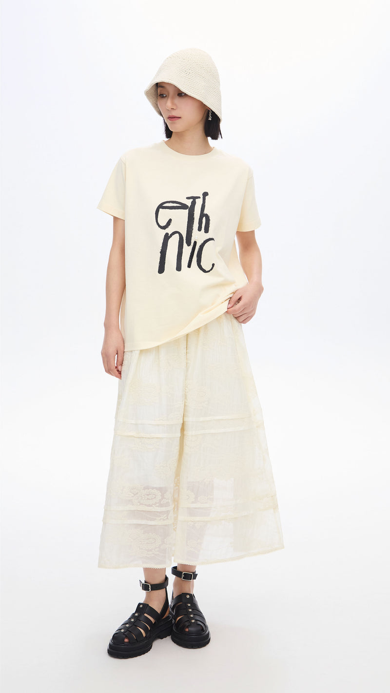 Garment-washed Wording Print Tee