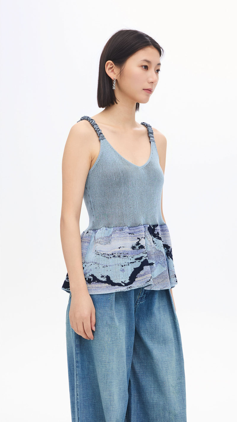 Jacquard Peplum Tank Top