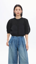Puff-sleeves Knit Top