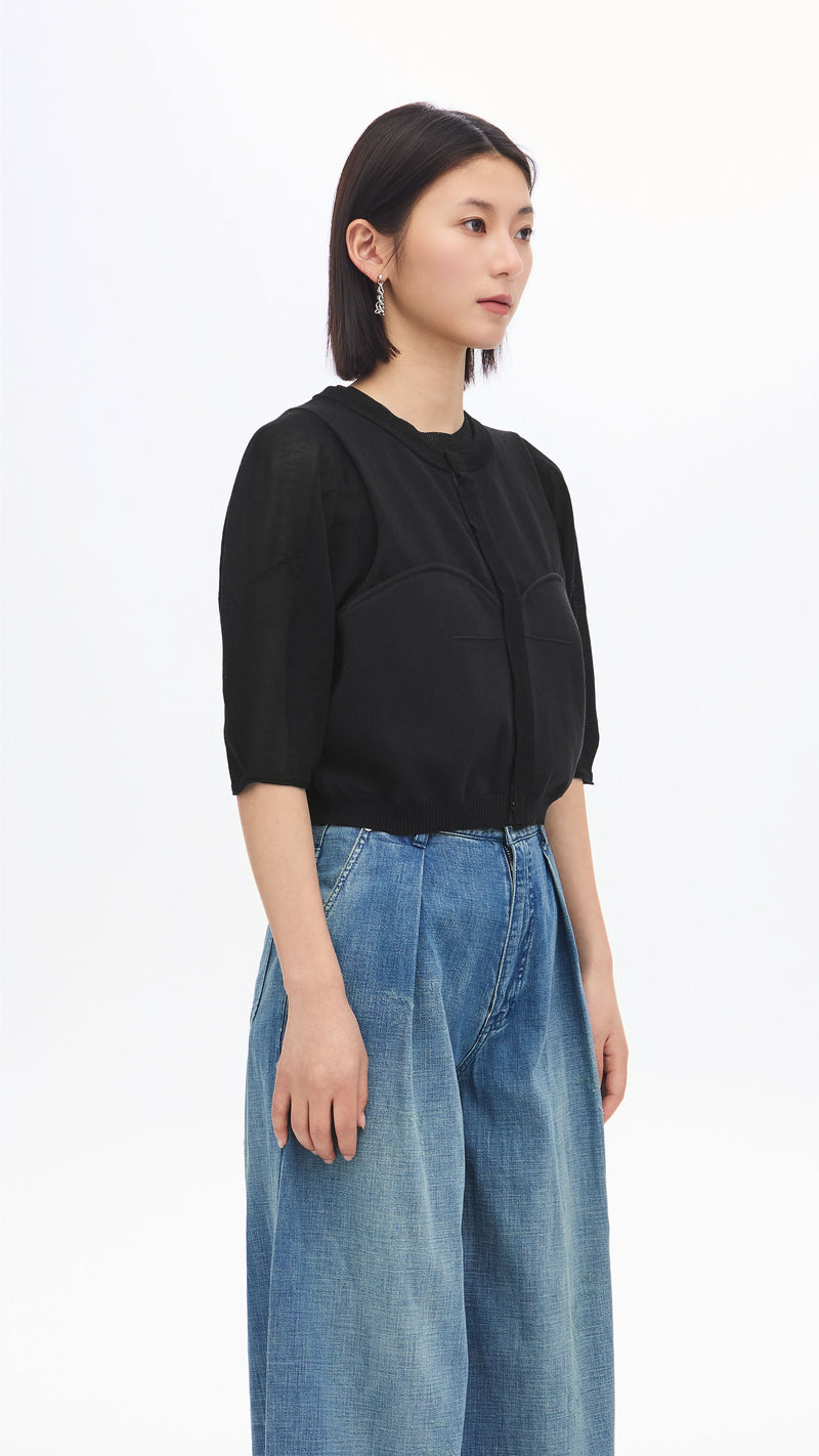 Puff-sleeves Knit Top