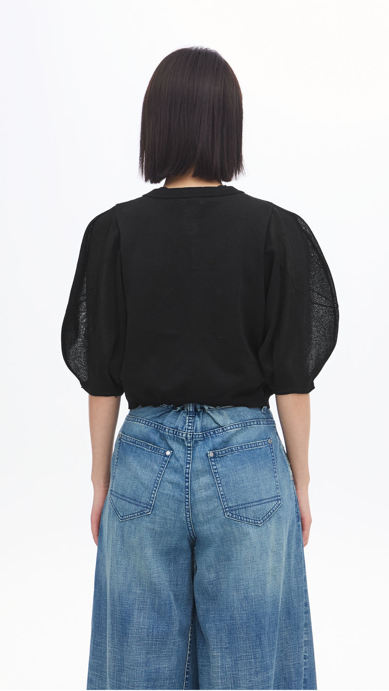 Puff-sleeves Knit Top