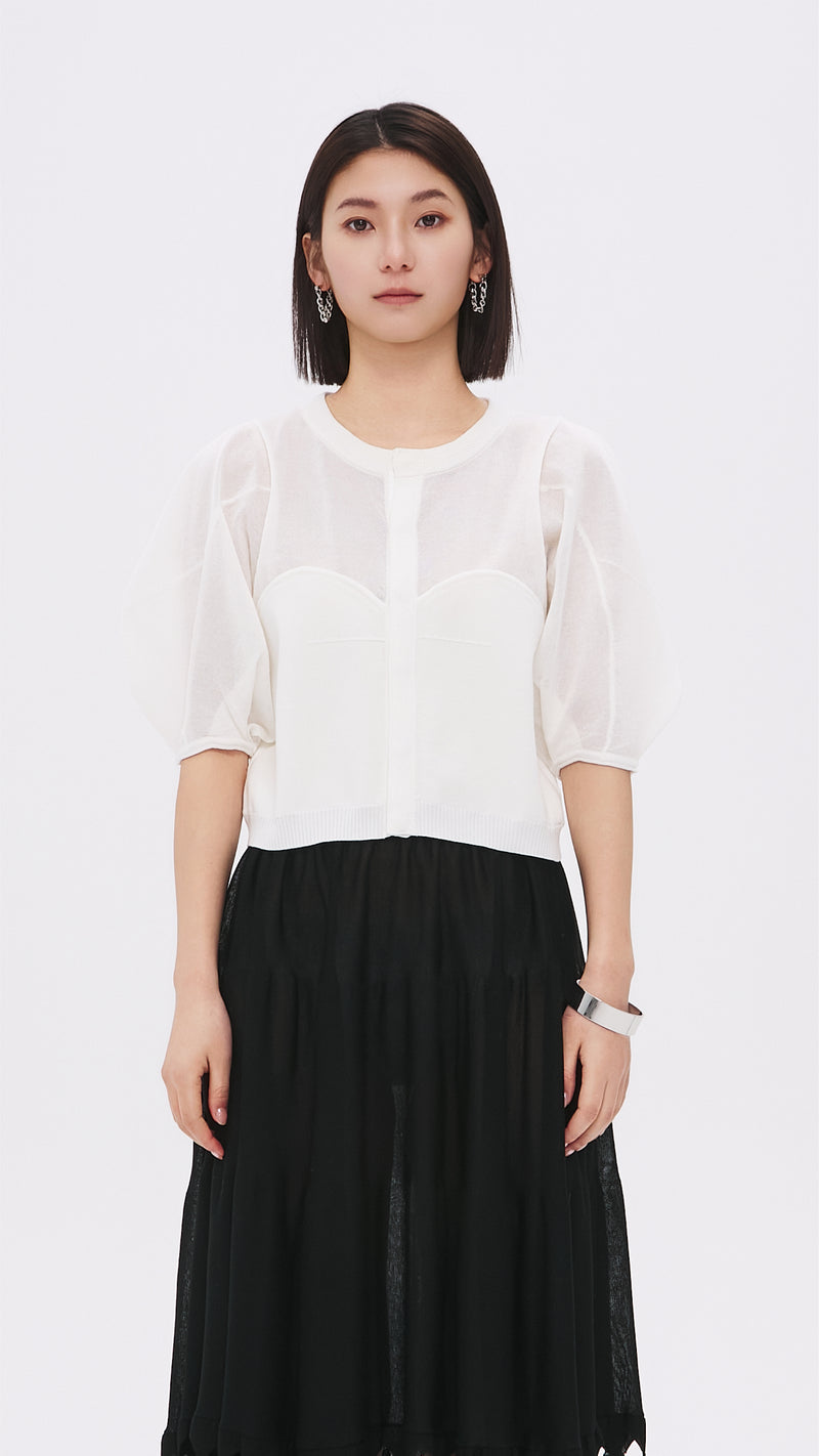 Puff-sleeves Knit Top