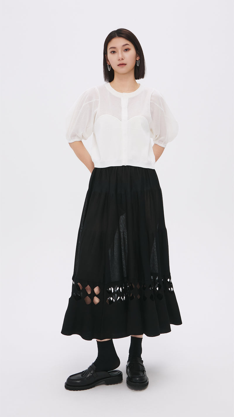 Puff-sleeves Knit Top