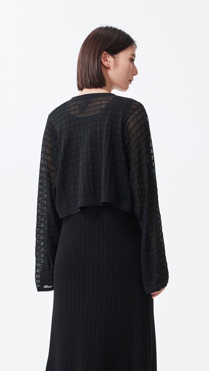 See-through Checker Cardigan