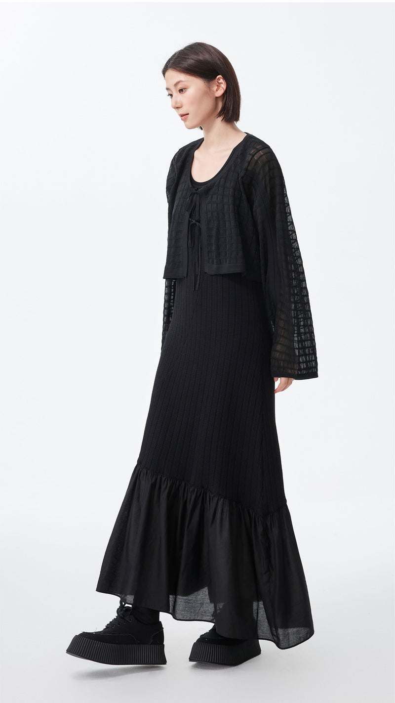 See-through Checker Cardigan