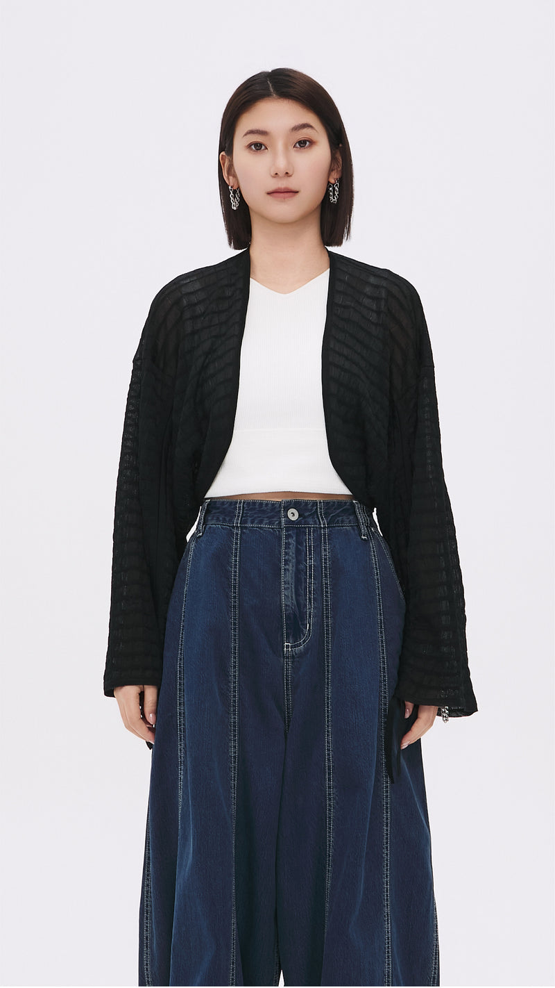 See-through Checker Cardigan