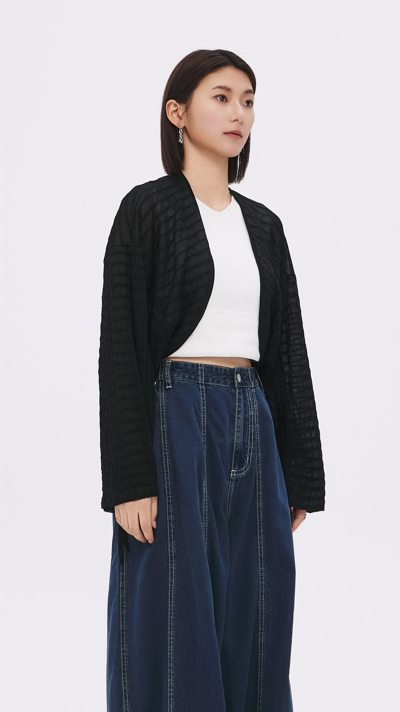 See-through Checker Cardigan