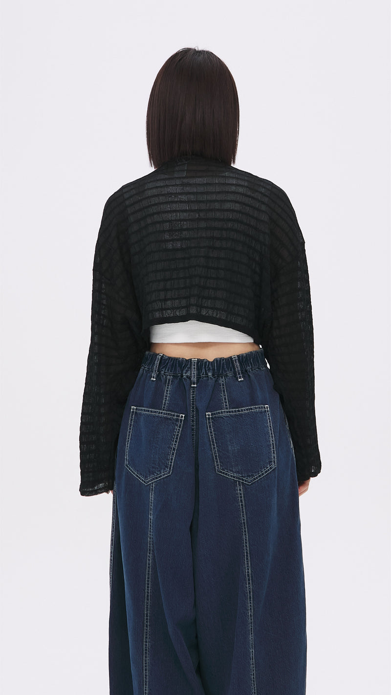 See-through Checker Cardigan
