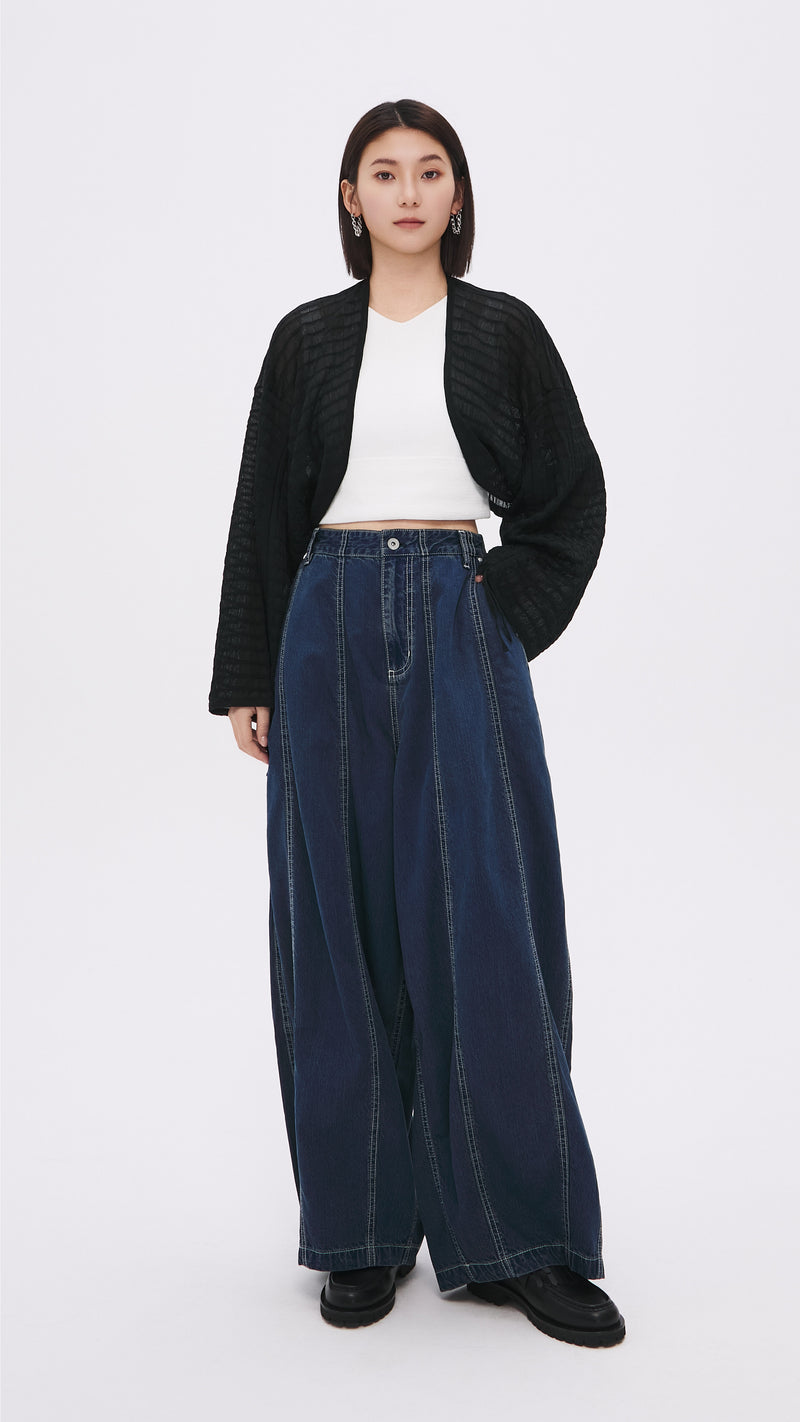 See-through Checker Cardigan