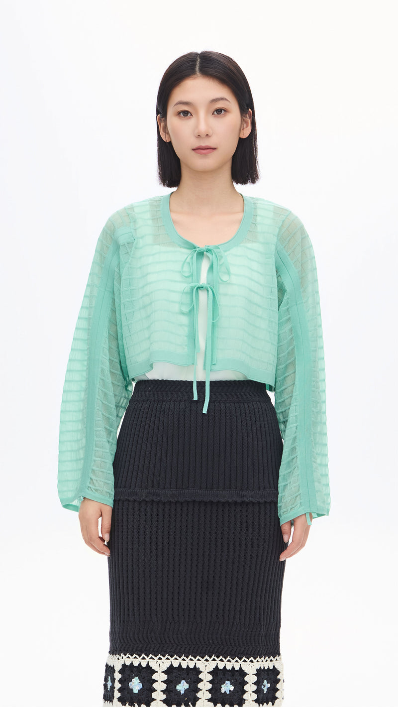 See-through Checker Cardigan