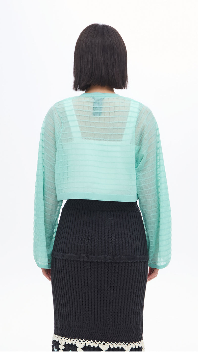 See-through Checker Cardigan