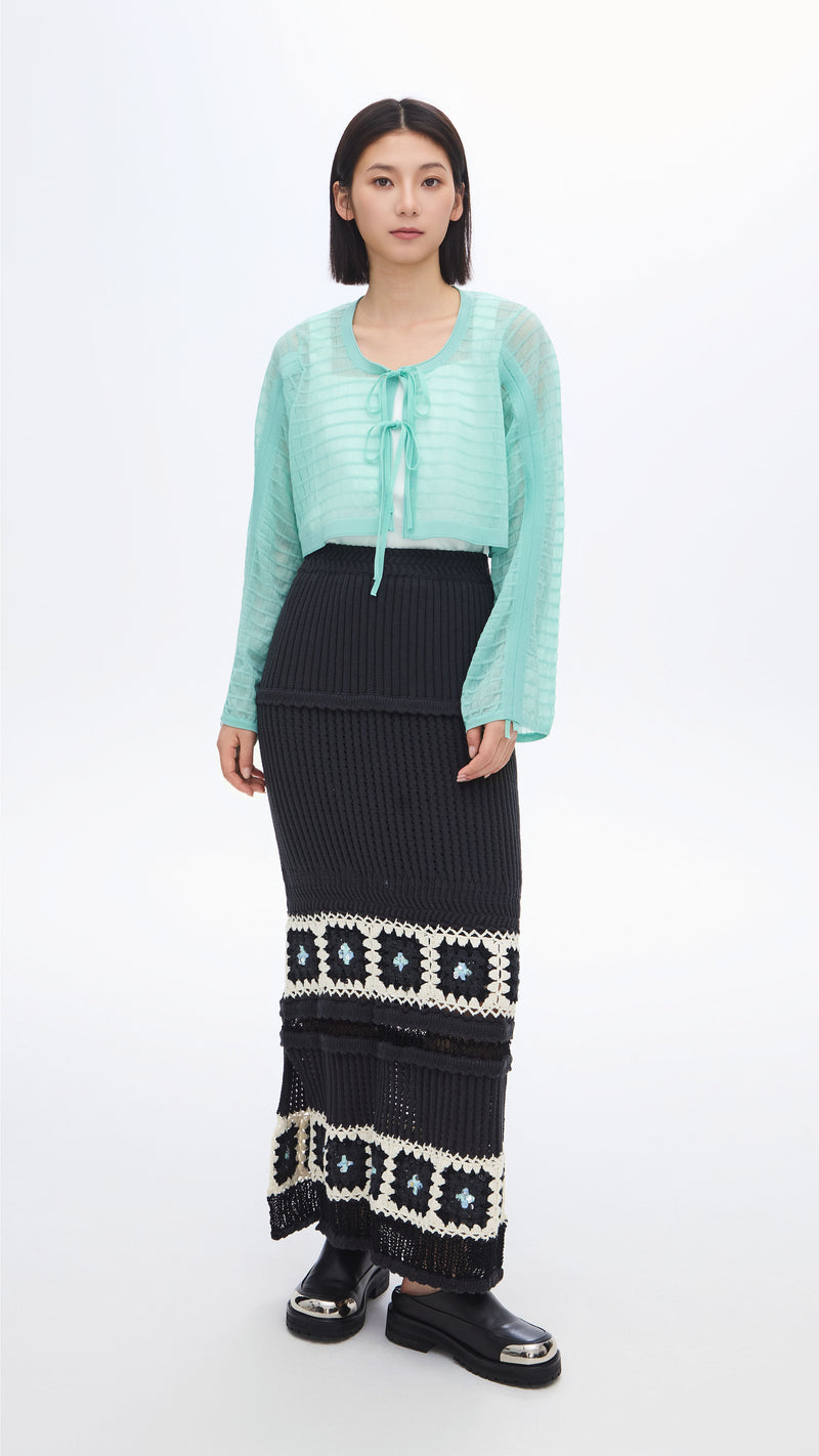 See-through Checker Cardigan