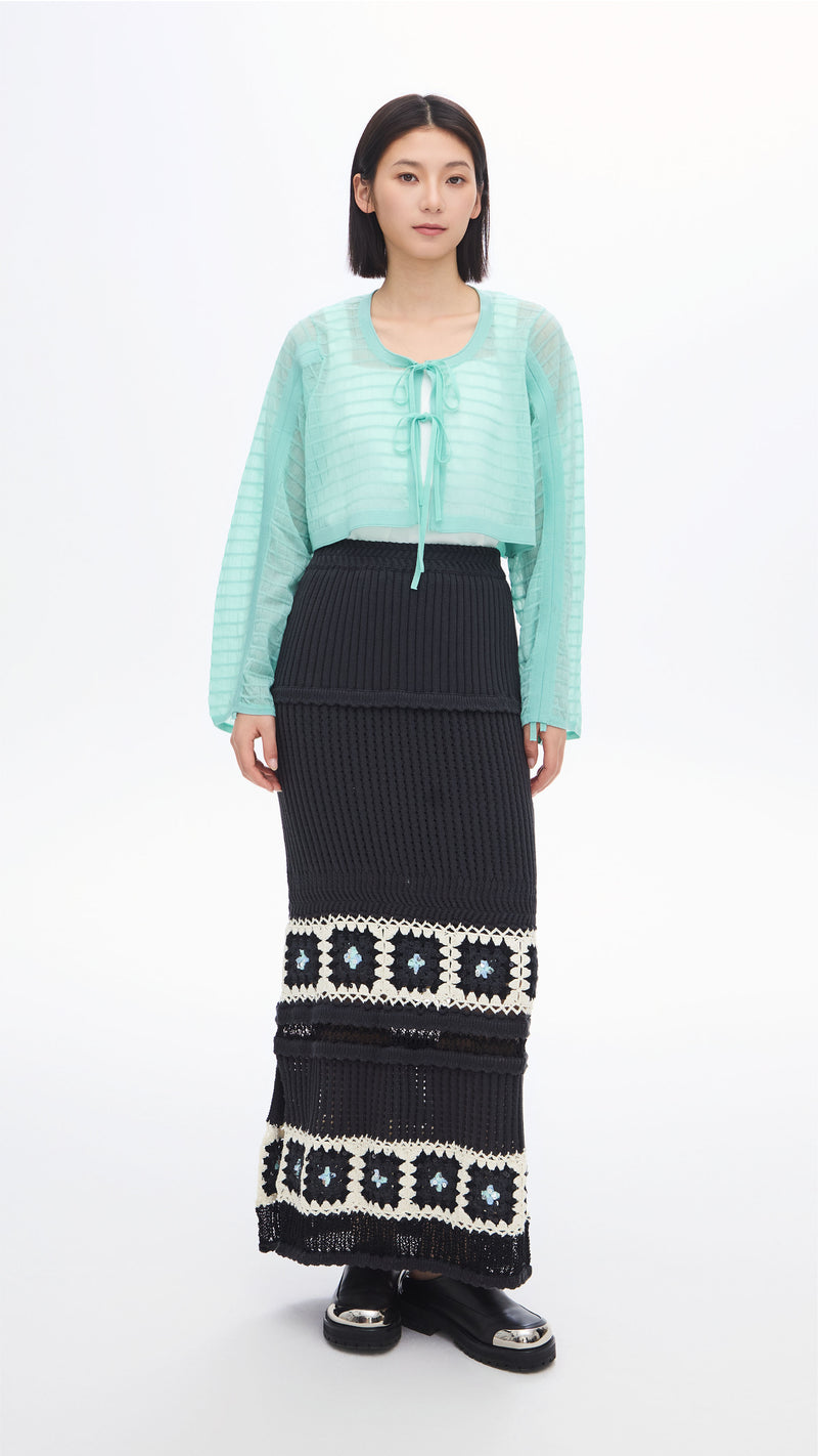 See-through Checker Cardigan