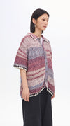 Knitted Space Dye Open Collar Cardigan