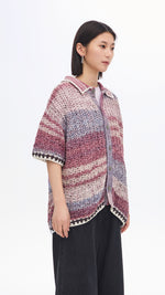 Knitted Space Dye Open Collar Cardigan