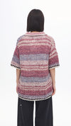 Knitted Space Dye Open Collar Cardigan