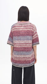 Knitted Space Dye Open Collar Cardigan