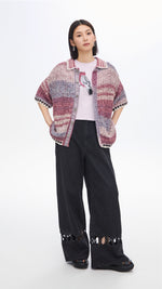 Knitted Space Dye Open Collar Cardigan