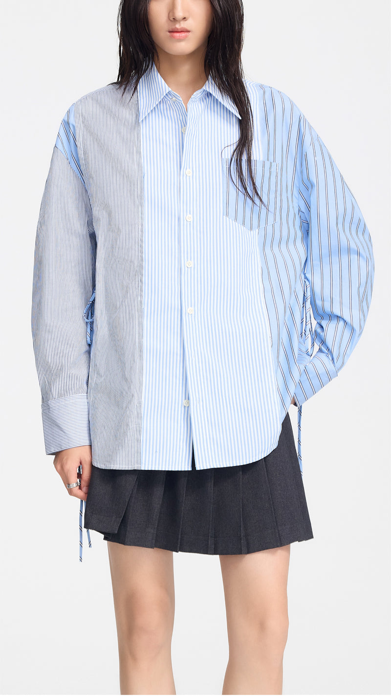 Patchwork Puff-sleeves Shirt