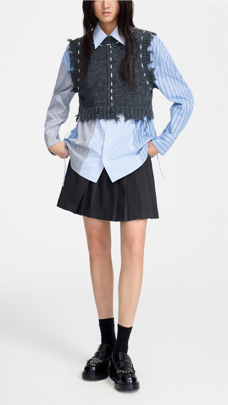 Patchwork Puff-sleeves Shirt