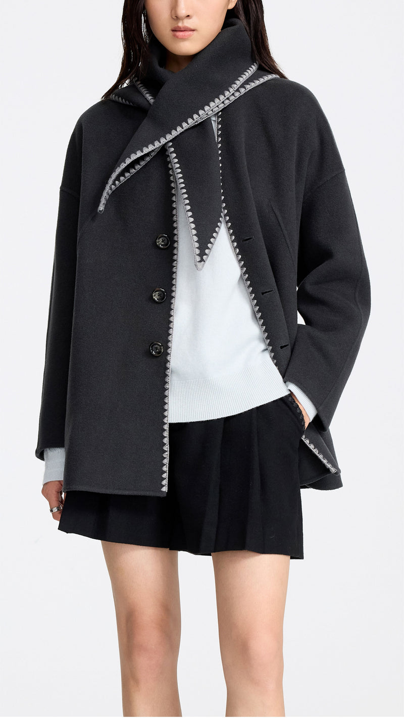 Crochet Edge Wool Coat