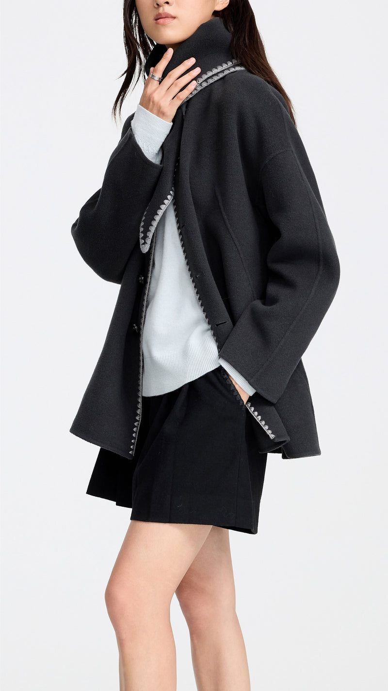 Crochet Edge Wool Coat