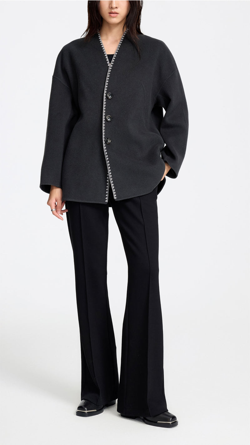 Crochet Edge Wool Coat