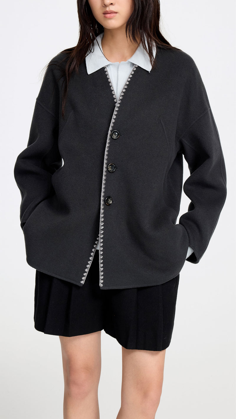 Crochet Edge Wool Coat