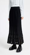 Contrast Color Pleated Knit Skirt